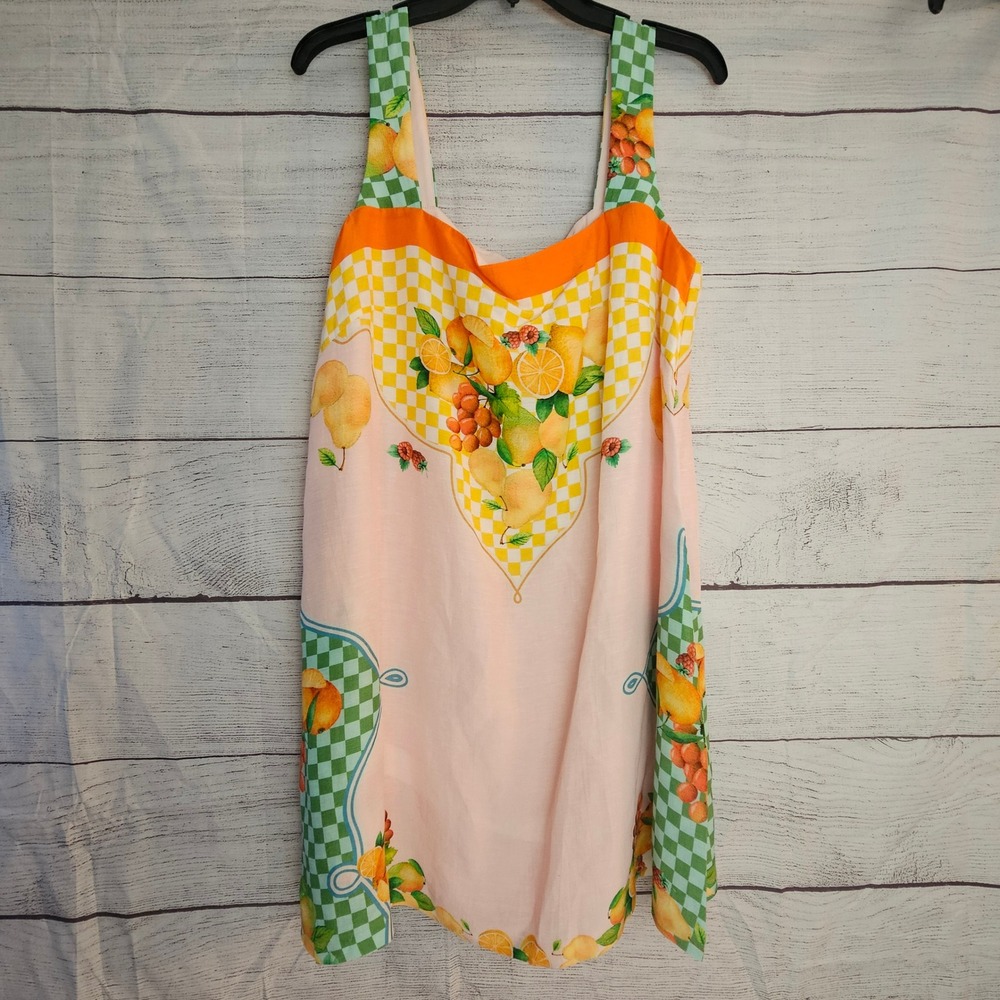 Antonio Melani XS Eliana Square Neck Linen Blend Fruit Print Dress NWT 1359